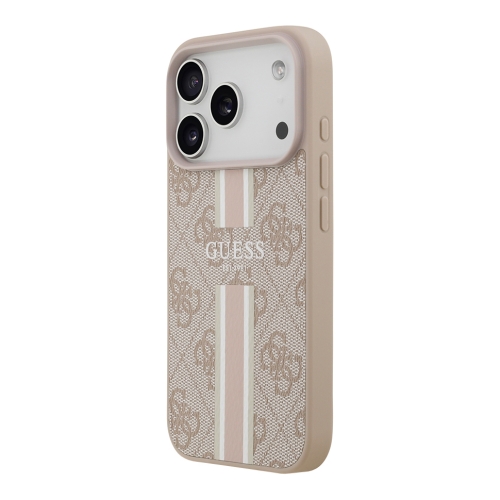 Guess для iPhone 17 Pro чехол PU 4G Stripes Hard Pink (MagSafe)