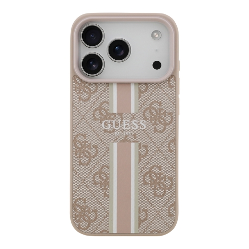 Guess для iPhone 17 Pro чехол PU 4G Stripes Hard Pink (MagSafe)