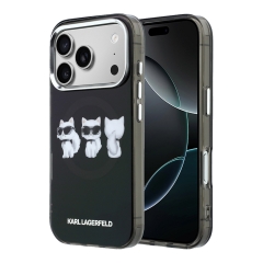 Karl Lagerfeld для iPhone 17 Pro Max чехол IML Aquarelle Choupette Trio Metal cam Hard Black (MagSafe)