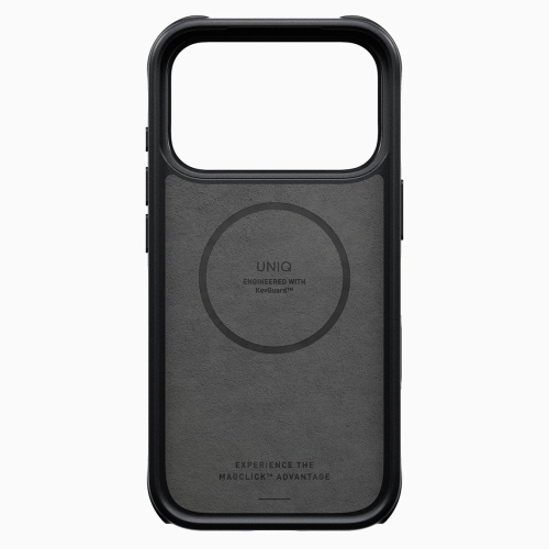 Uniq для iPhone 18 Pro/17 Pro чехол KEVA Kevlar 360-Rotating stand Carbon Black (MagSafe)