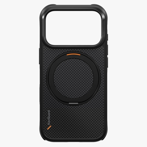 Uniq для iPhone 18 Pro/17 Pro чехол KEVA Kevlar 360-Rotating stand Carbon Black (MagSafe)