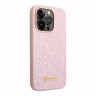 Чехол Guess Glitter flakes w Metal logo Hard для iPhone 14 Pro, розовый