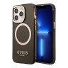 Чехол Guess Metal outline Hard для iPhone 13 Pro, черный/золотой (MagSafe)