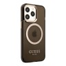 Чехол Guess Metal outline Hard для iPhone 13 Pro, черный/золотой (MagSafe)