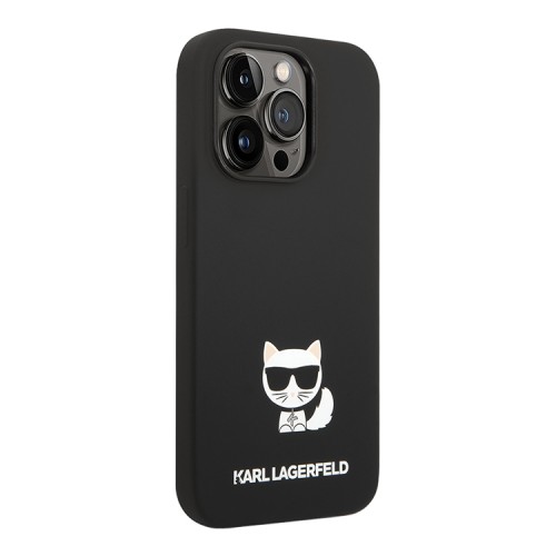 Чехол Lagerfeld Liquid silicone Choupette body Hard для iPhone 14 Pro Max, черный