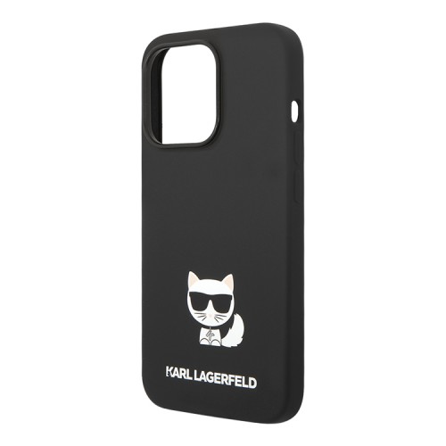 Чехол Lagerfeld Liquid silicone Choupette body Hard для iPhone 14 Pro Max, черный