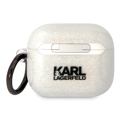 Чехол Lagerfeld TPU Glitters with ring NFT Karl & Choupette для Airpods 3 (2021), прозрачный