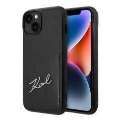 Чехол Lagerfeld PU with Cardslot Signature logo Hard для iPhone 14 Plus, черный