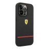 Кожаный чехол Ferrari Leather Perforated with red line Hard для iPhone 14 Pro Max, черный