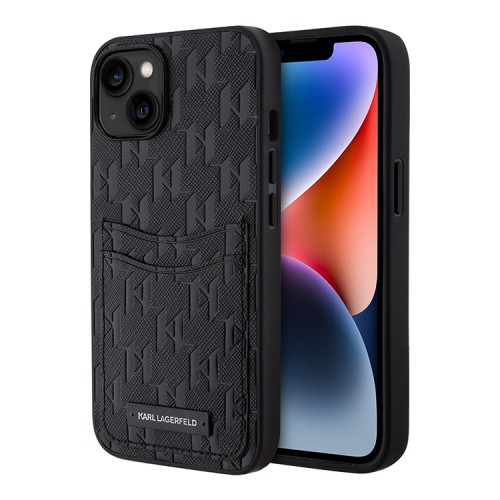 Чехол Lagerfeld PU Saffiano Monogram with Cardslot Hard для iPhone 13, черный