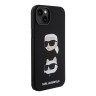 Karl Lagerfeld для iPhone 15 Plus чехол Liquid Silicone Karl & Choupette heads Hard Black