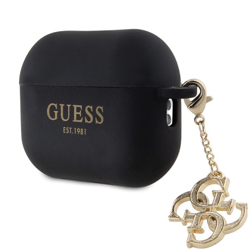 Guess для Airpods Pro 2 чехол Liquid silicone with 4G Diamond charm Black