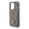 Guess для iPhone 15 Pro Max чехол PU 4G Double cardslot Triangle metal logo Hard Brown