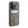 Guess для iPhone 15 Pro Max чехол PU 4G Double cardslot Triangle metal logo Hard Brown