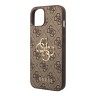 Guess для iPhone 15 чехол PU 4G Big metal logo Hard Brown