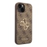 Guess для iPhone 15 чехол PU 4G Big metal logo Hard Brown