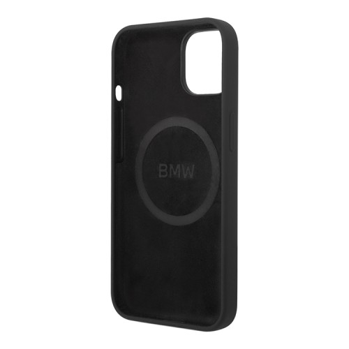 BMW для iPhone 15 чехол Signature Liquid silicone Laser logo Hard Black (MagSafe)