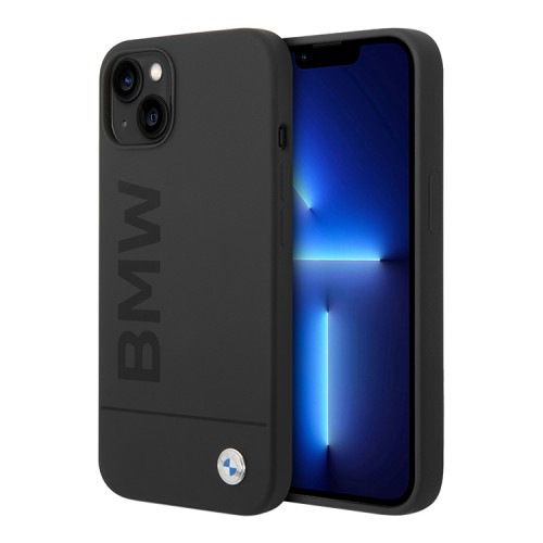 BMW для iPhone 15 чехол Signature Liquid silicone Laser logo Hard Black (MagSafe)