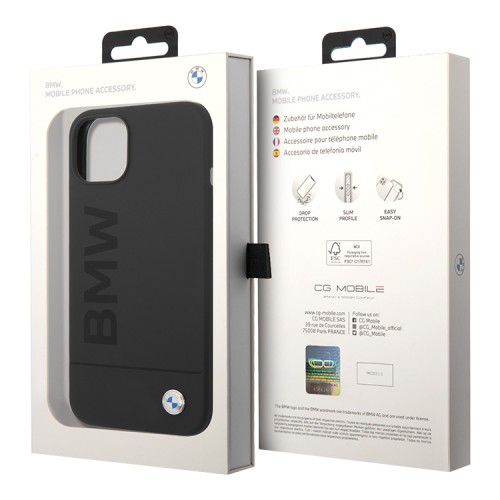 BMW для iPhone 15 чехол Signature Liquid silicone Laser logo Hard Black (MagSafe)