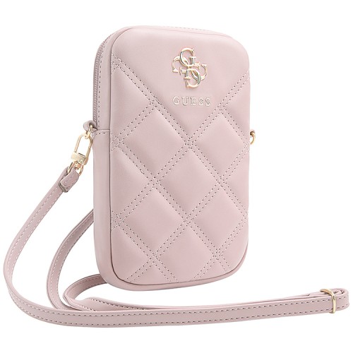 Guess для смартфонов сумка Wallet Zipper Pouch Quilted 4G metal logo Pink
