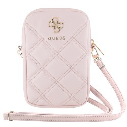 Guess для смартфонов сумка Wallet Zipper Pouch Quilted 4G metal logo Pink