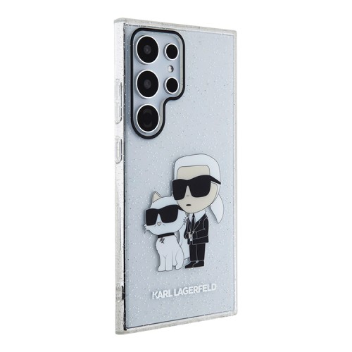 Karl Lagerfeld для Galaxy S24 Ultra чехол PC/TPU NFT Karl&Choupette Glitter прозрачный с блестками