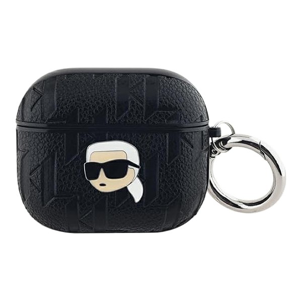 Karl Lagerfeld для Airpods 3 чехол PU Saffiano Monogram with ring NFT Metal Head Karl Black