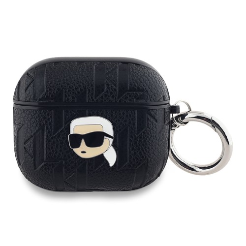 Karl Lagerfeld для Airpods 3 чехол PU Saffiano Monogram with ring NFT Metal Head Karl Black