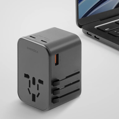 Energea СЗУ Travel World adapter 65, 2USB-C + 1USB-A, PD65W Gunmetal