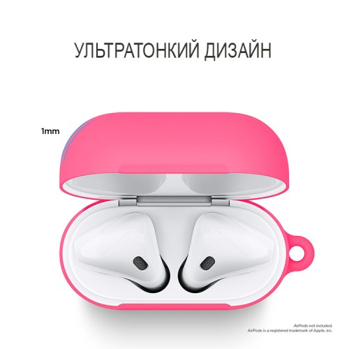 Чехол Elago Slim Silicone Hang case для AirPods 1/2, розовый неон