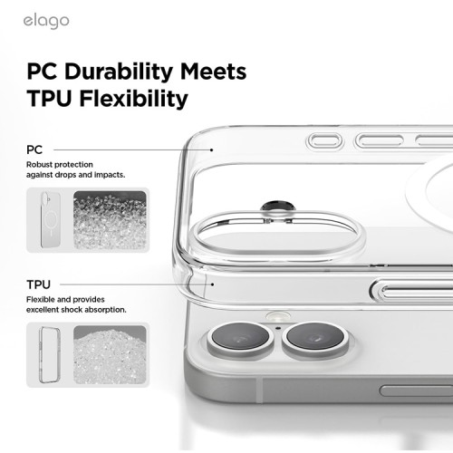 Elago для iPhone 16 чехол HYBRID (pc/tpu) Clear (MagSafe)