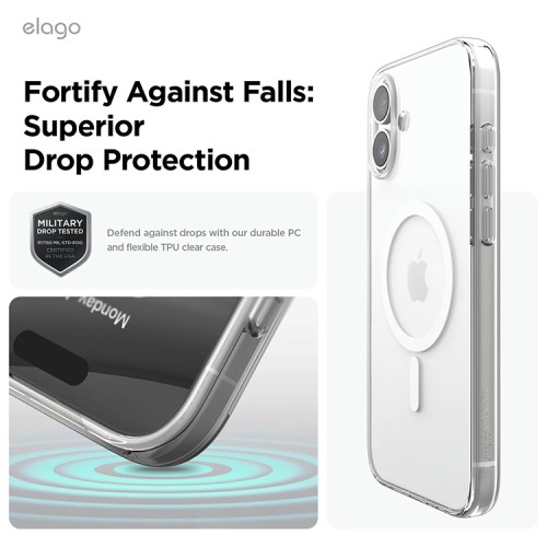Elago для iPhone 16 чехол HYBRID (pc/tpu) Clear (MagSafe)