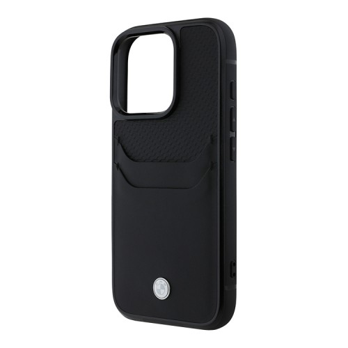 BMW для iPhone 16 Pro чехол Signature Leather with Cardslot Hard Black