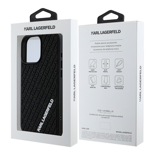 Karl Lagerfeld для iPhone 16 Pro Max чехол 3D Rubber Multi Logo Hard Black