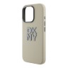 DKNY для iPhone 16 Pro чехол Liquid Silicone Stack Metal logo and Camera Hard Beige