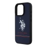 U.S. Polo для iPhone 16 Pro чехол PU Double horse logo and Stripes Hard Navy