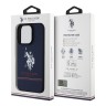 U.S. Polo для iPhone 16 Pro чехол PU Double horse logo and Stripes Hard Navy