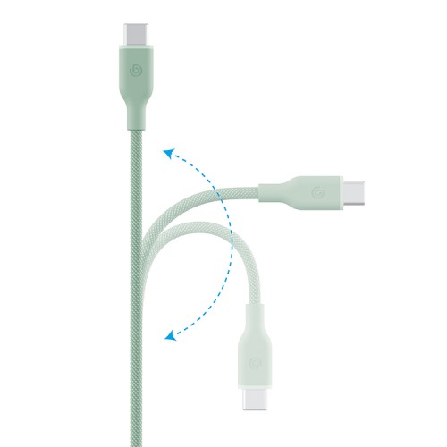 Energea Кабель Bazic GoCharge Weave USB-C to USB-C 60W 480 Mbps Soft braided Green 1.5m