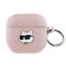 Karl Lagerfeld для Airpods 4 чехол PU Saffiano Monogram with ring NFT Metal Head Choupette Pink