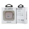 Karl Lagerfeld для Airpods 4 чехол PU Saffiano Monogram with ring NFT Metal Head Choupette Pink
