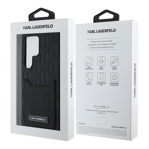 Karl Lagerfeld для Galaxy S25 Ultra чехол Cardslot PU Grained Monogram with Pocket Hard Black