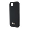 Guess для iPhone 16e чехол Liquid silicone Gold metal logo Black (MagSafe)