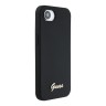 Guess для iPhone 16e чехол Liquid silicone Gold metal logo Black (MagSafe)
