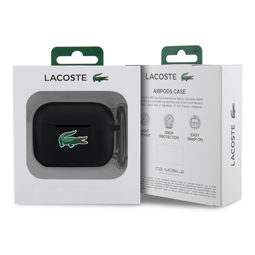 Lacoste для AirPods Pro 2 чехол Liquid silicone Croco Logo Black