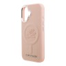 Karl Lagerfeld для iPhone 16 чехол PU-кожа Initials & Metal logo Hard Pink (MagSafe)