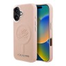 Karl Lagerfeld для iPhone 16 чехол PU-кожа Initials & Metal logo Hard Pink (MagSafe)