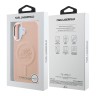 Karl Lagerfeld для iPhone 16 чехол PU-кожа Initials & Metal logo Hard Pink (MagSafe)