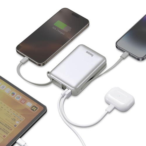 Energea внешний аккумулятор Bazic GoPower Fusion Mini 20K, 20000 3in1 USB-C +USB-C/Lightning cabl PD20W Displ Pebble
