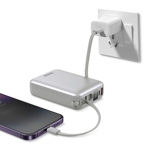 Energea внешний аккумулятор Bazic GoPower Fusion Mini 20K, 20000 3in1 USB-C +USB-C/Lightning cabl PD20W Displ Pebble