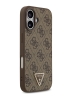 Guess для iPhone 17 чехол PU 4G Triangle Diamond metal logo Hard Brown (MagSafe)